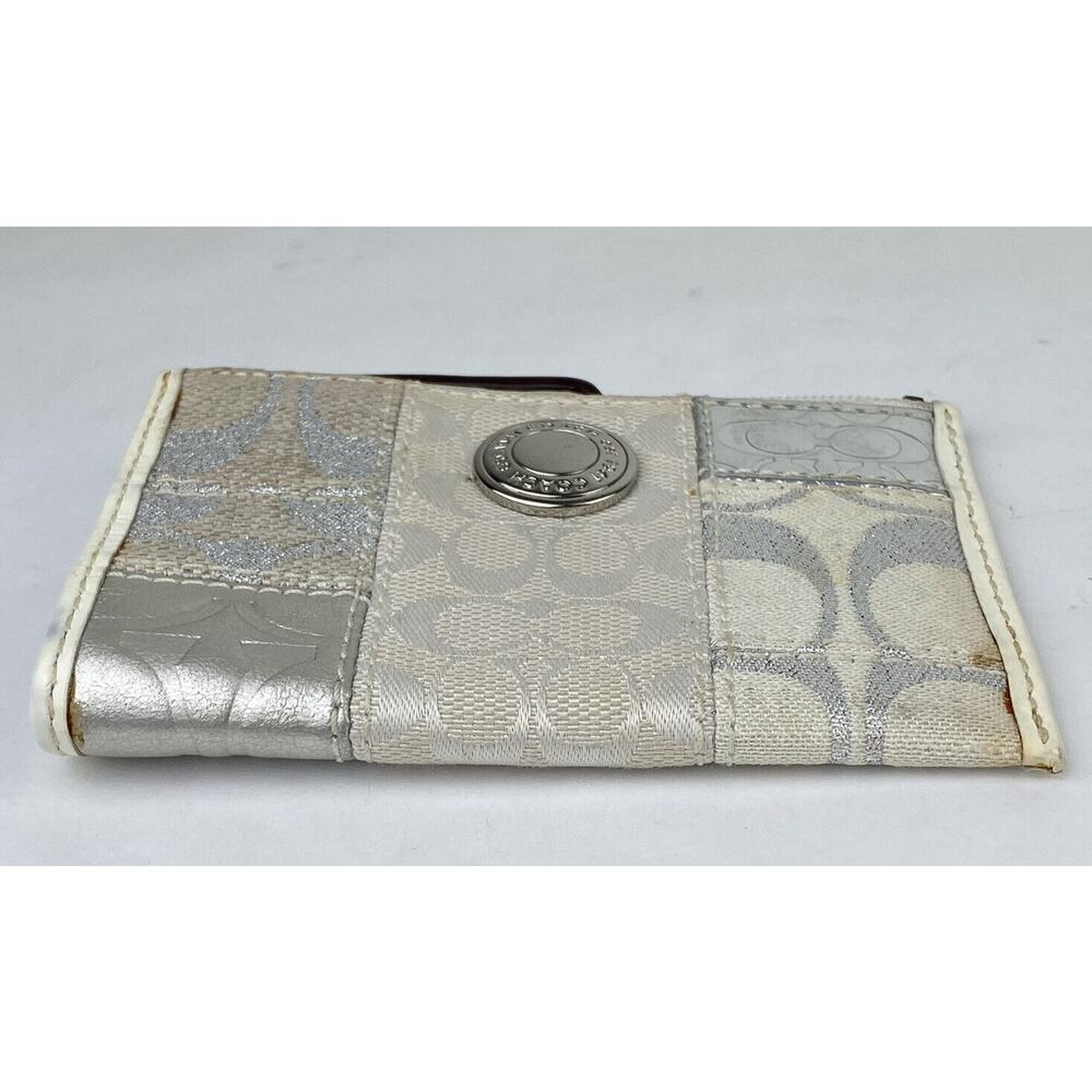 Coach Patchwork White Silver Canvas Small Zip Coi… - image 3